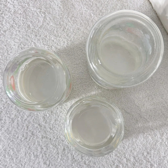 Vintage 80s KIG Indonesia Glass  Fruit Flower Canister Set (3) - Picture 6 of 13